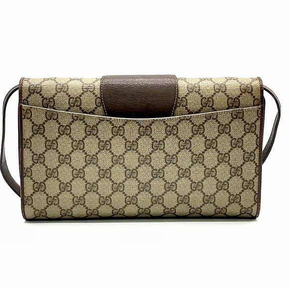 GUCCI GG Supreme Horse Bit Brown Clutch & Crossbody Bag Two Tone Hardware EUC - Picture 4 of 16